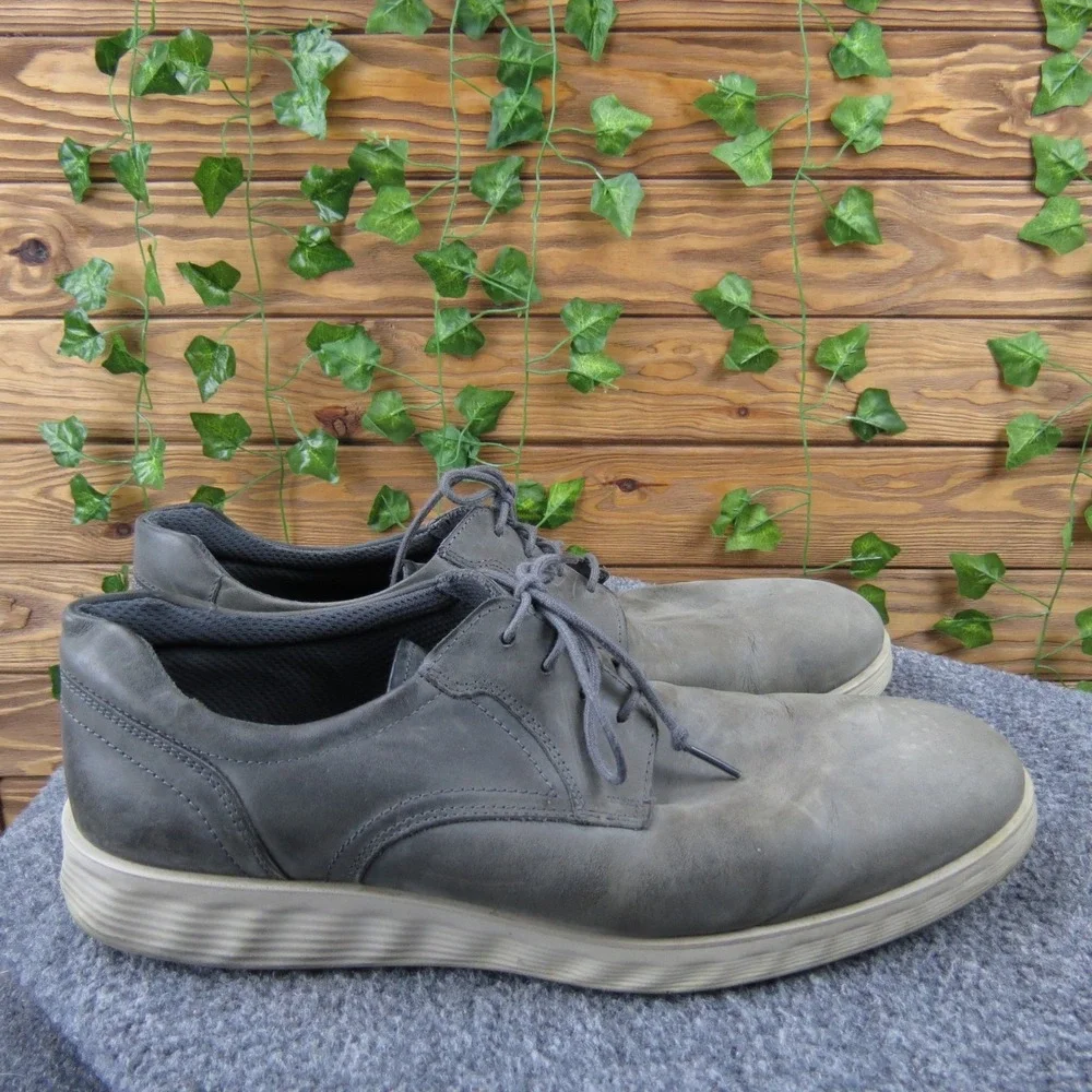 ECCO S. Lite Hybrid Men 12‎ Gray Nubuck Plain Toe Lace-Up Comfort Shoes